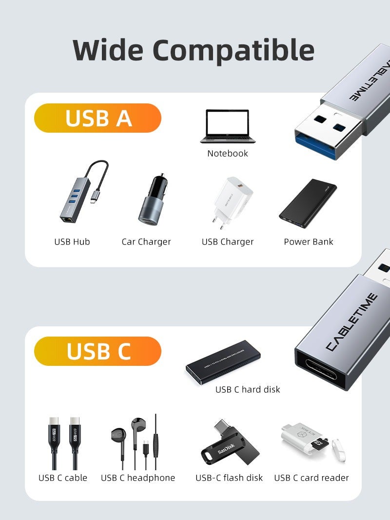 كابل تايم محول USB 3.0 ذكر إلى USB-C أنثى OTG - Image 2